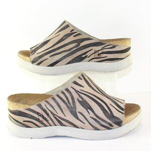 Fly London Zebra Stripe Wedge Slides Sandals Womens (EU 39/US 8.5)